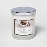 20oz Lidded Milky Glass Jar 3-Wick Charcoal & Black Teak Candle - Threshold™ | Target