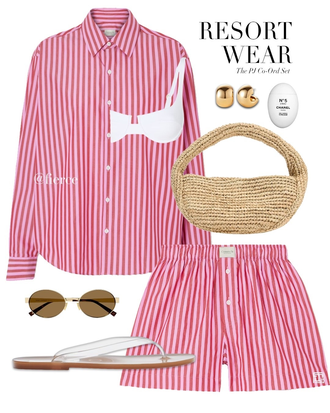 Pink striped shirt co-ord set matching set mini raffia bag clear jelly sandals resort wear beach holiday outfit

#LTKsummer #LTKuk #LTKtravel