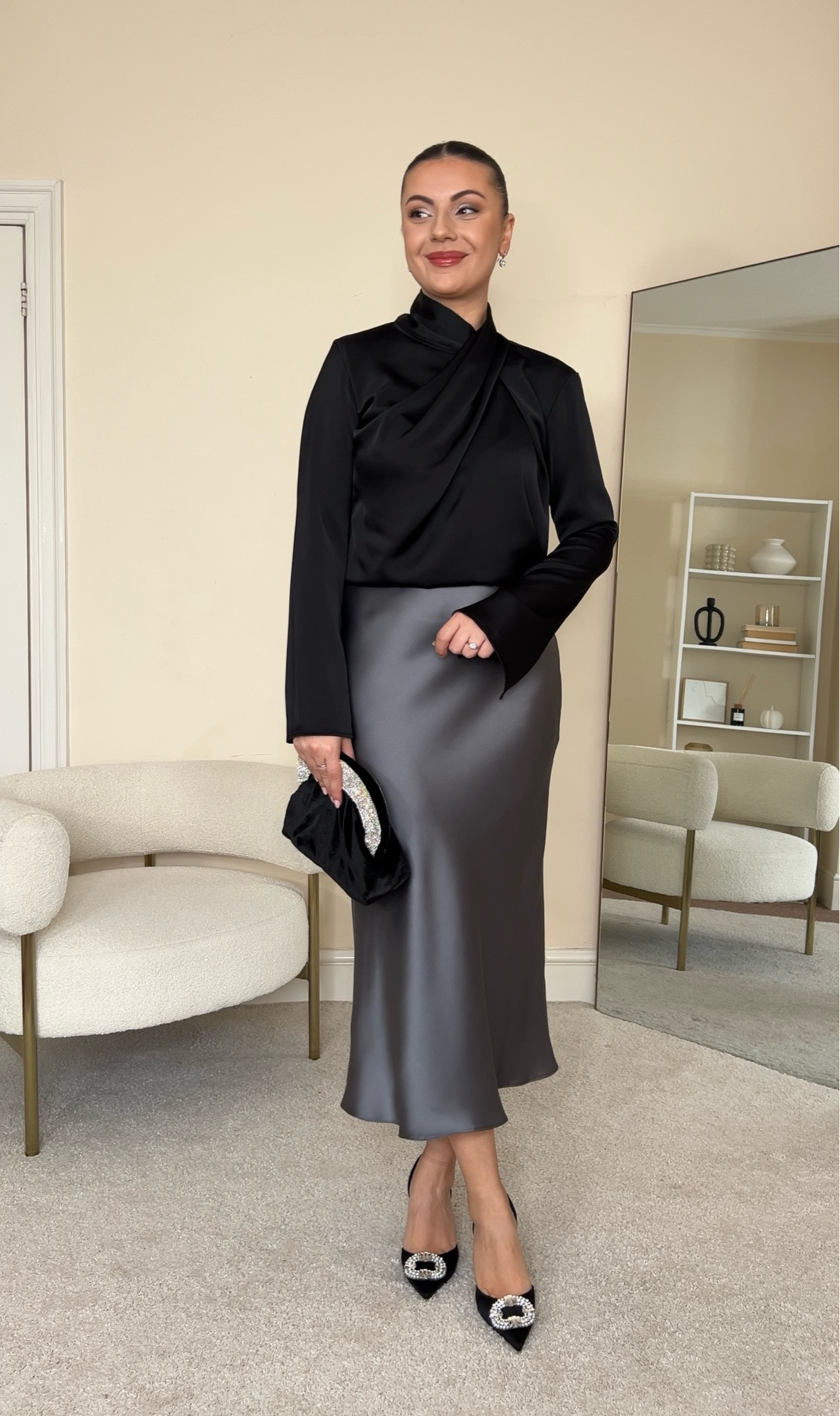 Work Christmas party outfit.
Blouse is from H&M, wearing size S.
Skirt is from New Look, wearing size UK10.
Heels are from Mango.
Clutch bag is from River Island.

#LTKeurope #LTKfindsunder100 #LTKstyletip