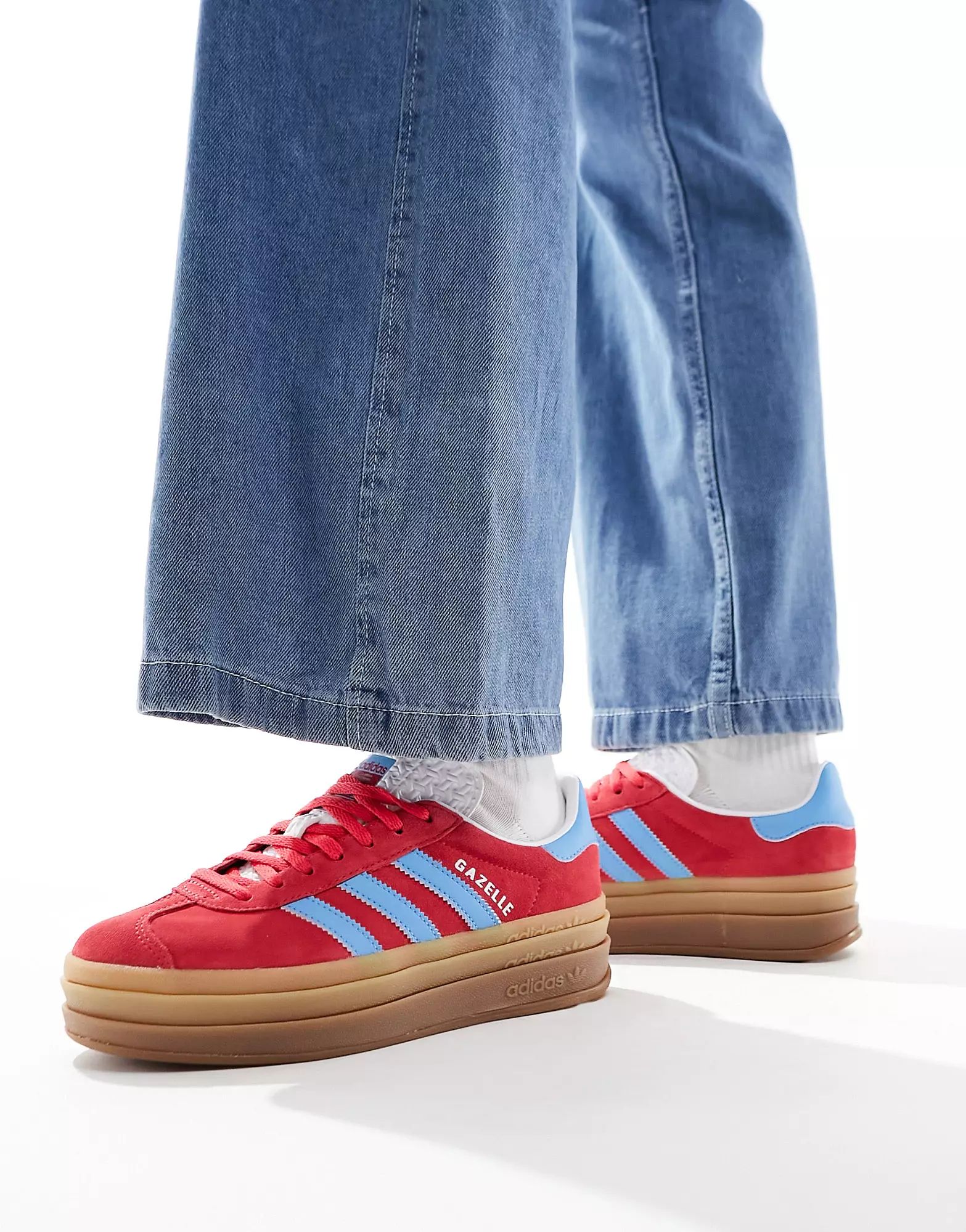 adidas Originals Gazelle Bold trainers in red and blue | ASOS (Global)