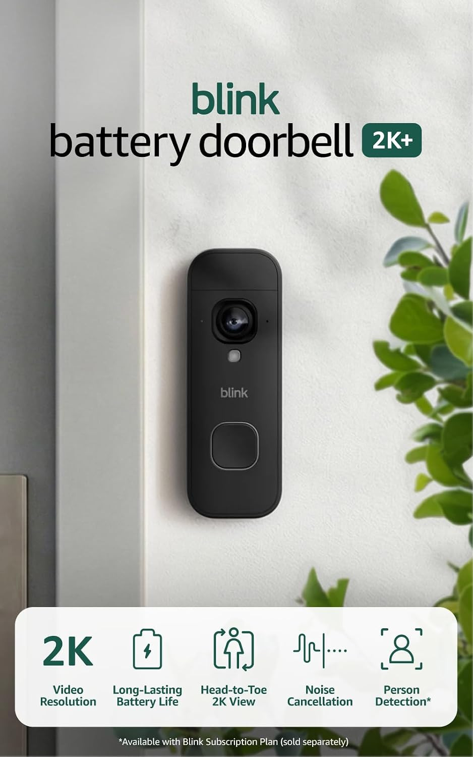 Blink Battery Doorbell 2K+ (newest model) — Wireless video doorbell, 2K resolution, enhanced audio. Required Sync Module not included – Add-On (Black) | Amazon (US)