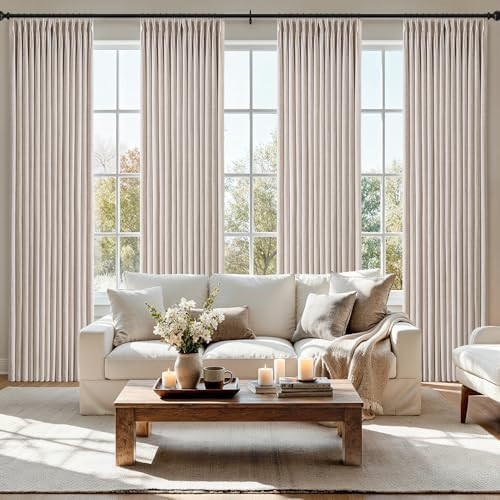 MIULEE Pinch Pleated Thick Linen Curtains 96 Inch 4 Panels Set Back Tab Memory Trained Pinch Plea... | Amazon (US)