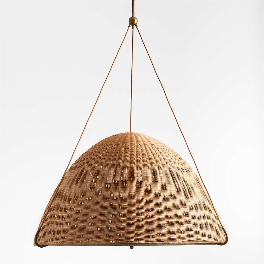 Harwich Medium Woven Rattan Dome Pendant Light by Jake Arnold + Reviews | Crate & Barrel | Crate & Barrel
