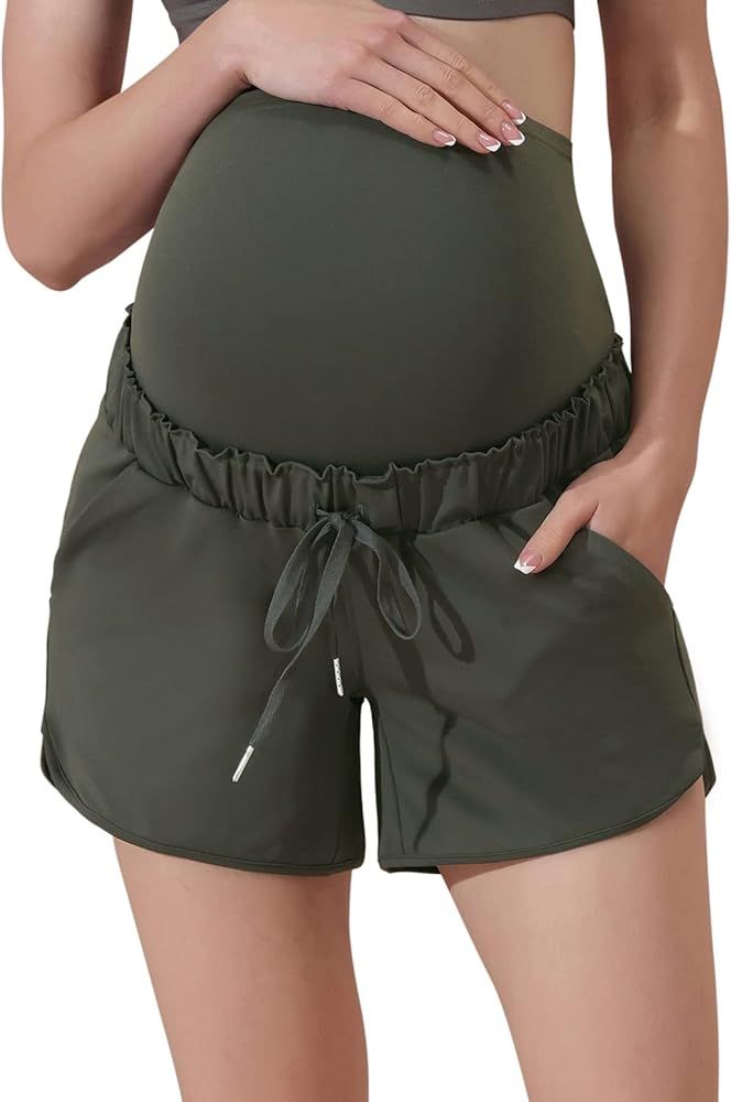 Maacie Maternity Active Shorts with Pockets and Drawstring Waist for Women | Amazon (US)