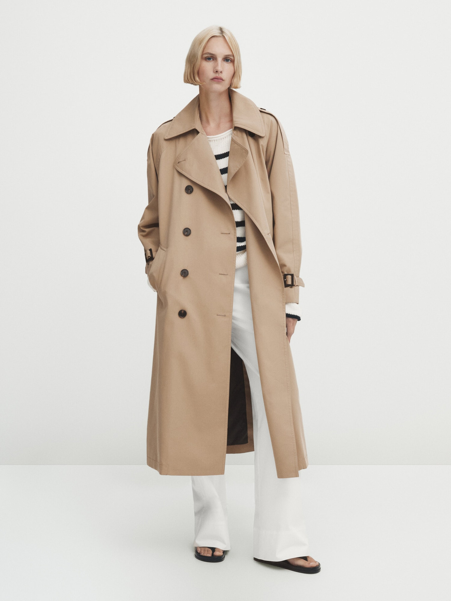 Voluminous trench coat with belt | Massimo Dutti UK
