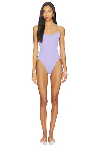 Hunza G Pamela One Piece Swimsuit in Lilac from Revolve.com | Revolve Clothing (Global)
