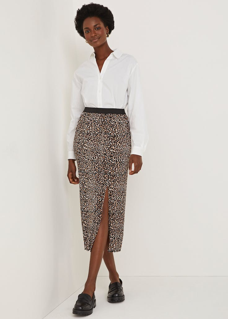 Brown Animal Print Plisse Midi Skirt – Brown | Matalan (UK)