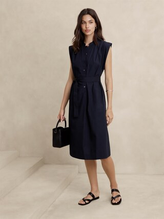 Poplin Midi Shift Shirtdress | Banana Republic Factory