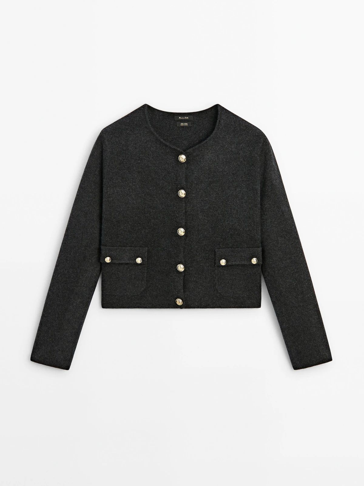 Felted wool knit cardigan with buttons | Massimo Dutti UK