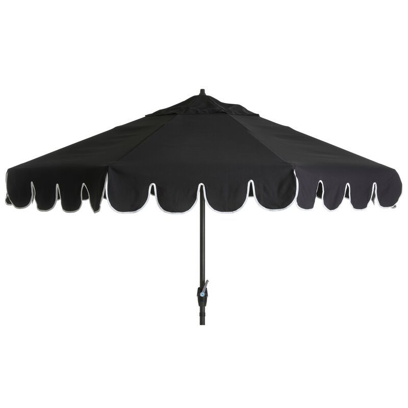 Phoebe Scallop-Edge Patio Umbrella, Black | One Kings Lane