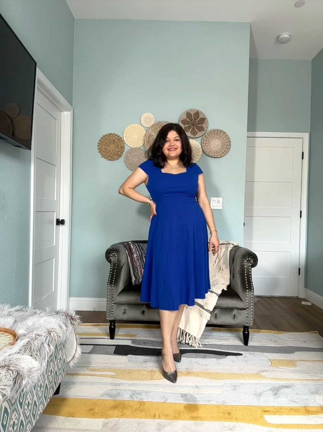 Vintage wedding guest dress | royal blue dress 

#LTKmodest #LTKmidsize #LTKcurves
