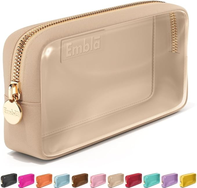 Embla Clear Cosmetic Bag Makeup Case, Clear Zipper Make Up Pouch and Toiletry Travel Tote, Cute S... | Amazon (US)