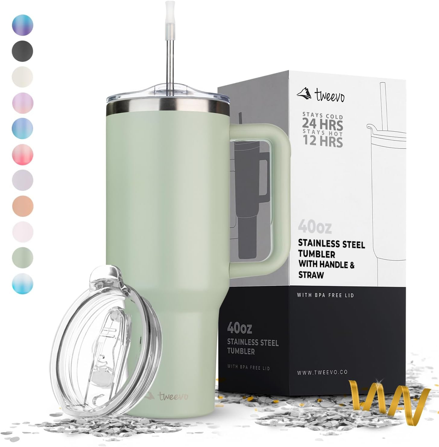 40 oz Tumbler With Handle and Straw Made of Stainless Steel - Double Wall Vacuum Insulated Tumble... | Amazon (US)