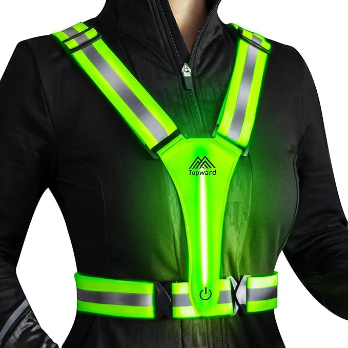 LED Reflective Vest Safety Gear, Light Up Vest for Night Walking Cycling, High Visibility Running... | Amazon (US)