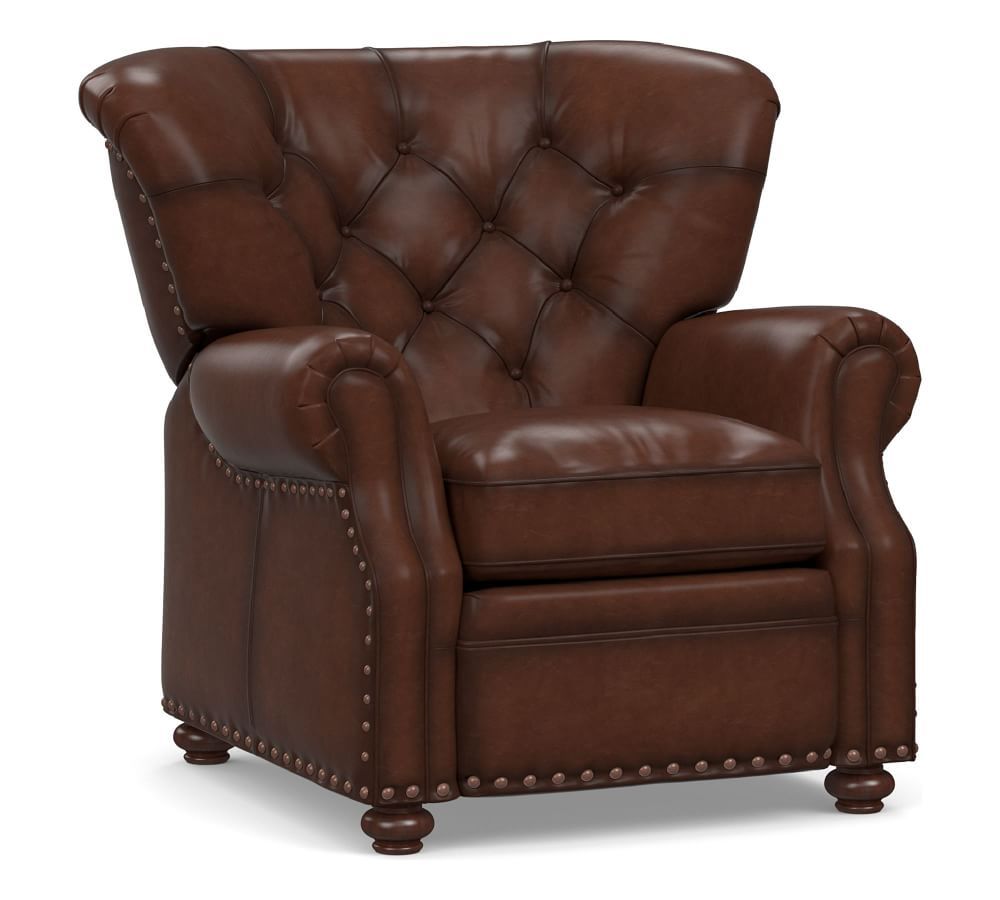 Lansing Leather Recliner, Polyester Wrapped Cushions, Burnished Walnut | Pottery Barn (US)