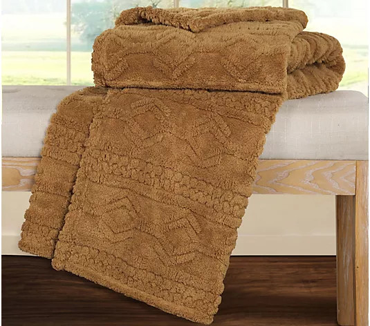 Superior Boho Knit Jacquard Fleece Fluffy Blanket - Throw - QVC.com | QVC