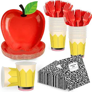 96Pcs Back to School Plates and Napkins First Day of School Party Supplies Apple Paper Plates Dis... | Amazon (US)