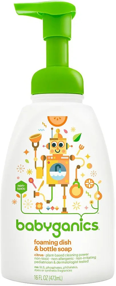 Babyganics Foaming Dish & Bottle Soap, Pump Bottle, Citrus, Plant-Derived Cleaning Power, Removes... | Amazon (US)