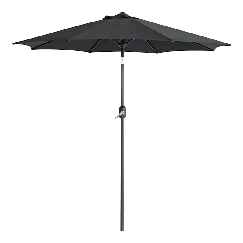 Black Round Crank & Tilt Outdoor Patio Umbrella, 7.5' | At Home