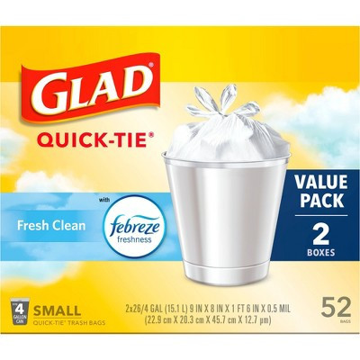 Glad Small Trash Bags + OdorShield White Trash Bags - 4gal/52ct | Target