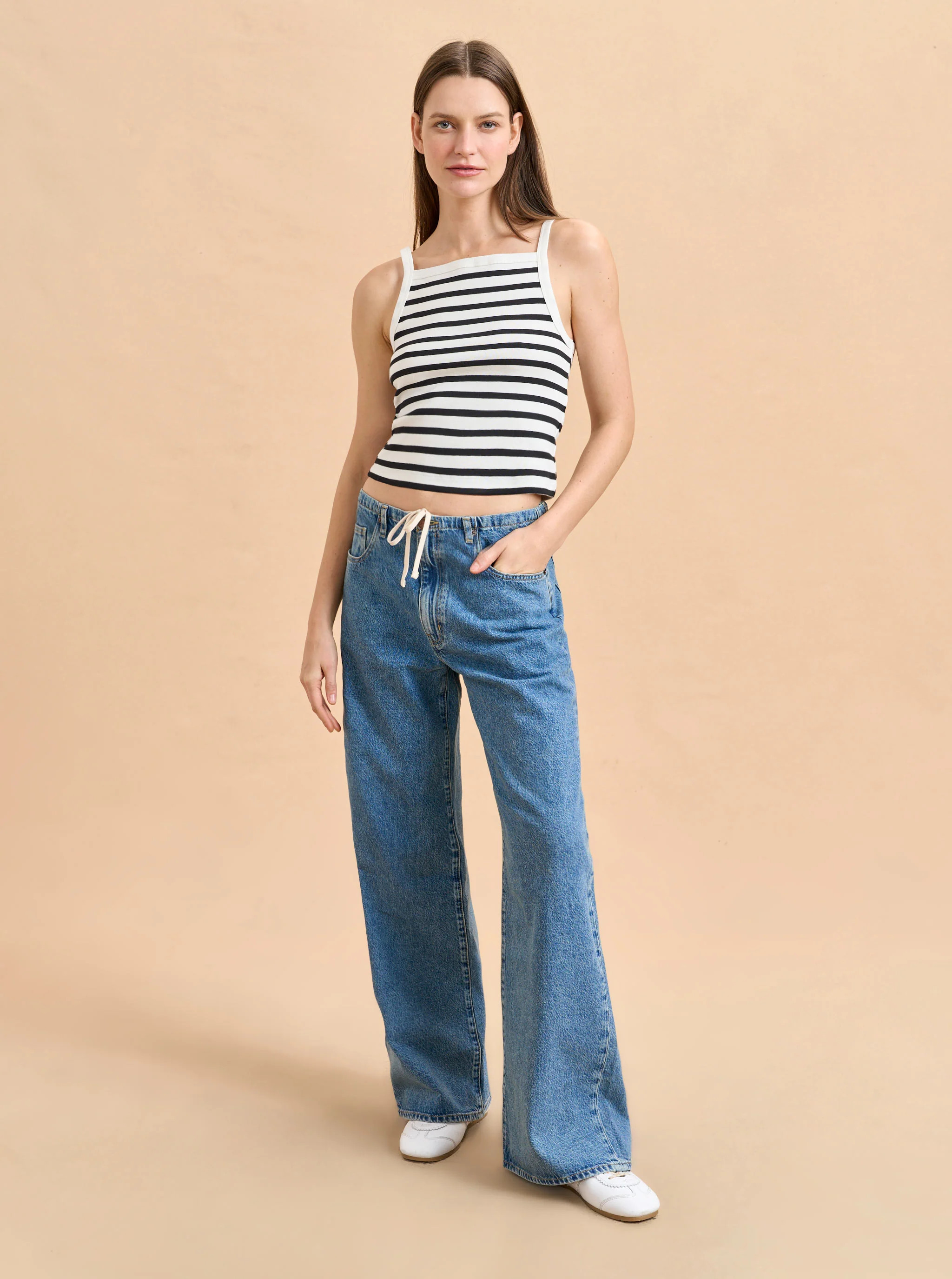 Ivory/black Striped Andre Tank | La Ligne | La Ligne