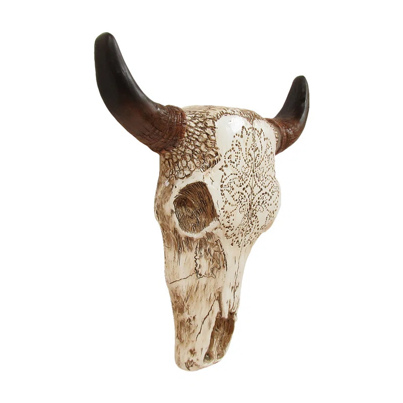 Southwestern tooled Steer/Bull/Cow Skull and Horns Wall Décor | Wayfair North America