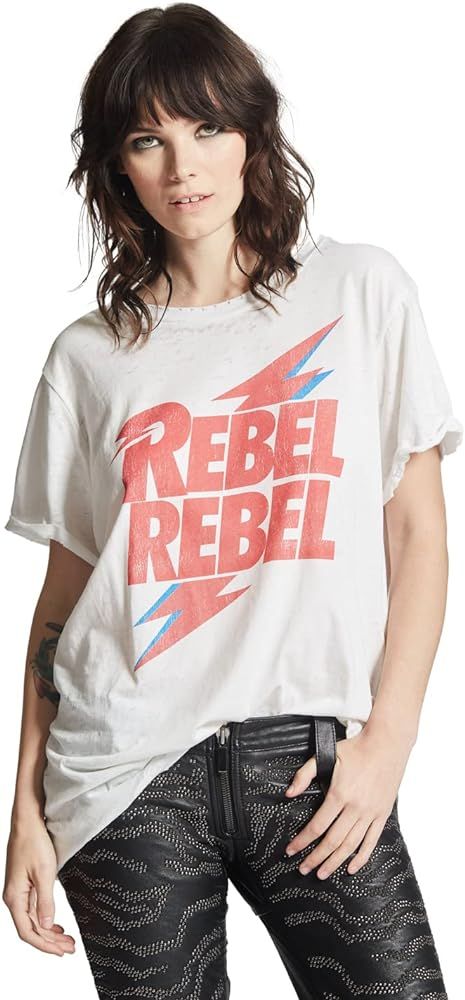 RECYCLED KARMA Women David Bowie Rebel Rebel Bolt Tee | Amazon (US)
