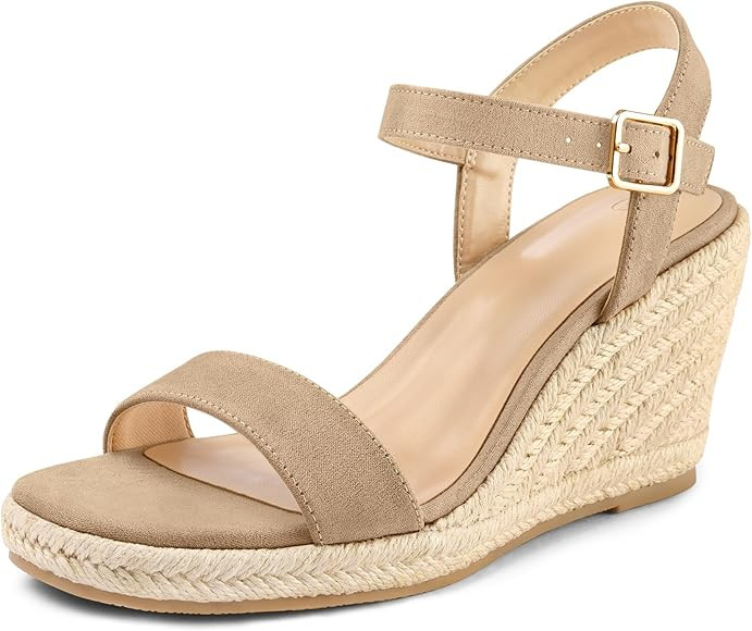 mysoft Women's Platform Espadrille Wedge Sandals Square Open Toe Ankle Strap Buckle Casual Summer... | Amazon (US)