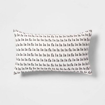 fa la la' Printed Velvet Oversize Lumbar Throw Pillow With Linen Reverse White/Black - Threshold... | Target