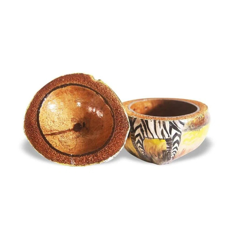 Natural Coconut African Icebox Hand-Painted With Zebra Love | Wayfair North America