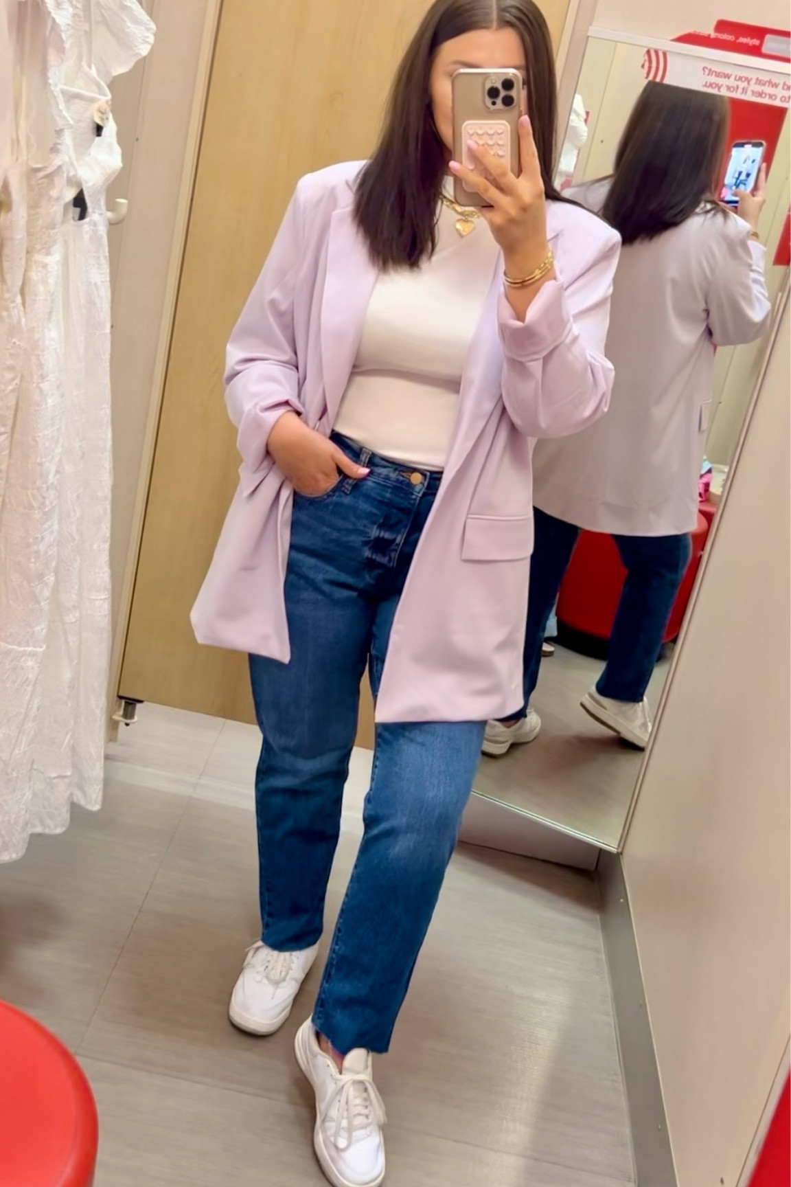 The cutest Target spring blazer / Size XL in blazer(recommend normal sizing though, which would have been a L) / L in tank / 12 in jeans

#LTKstyletip #LTKmidsize #LTKfindsunder50