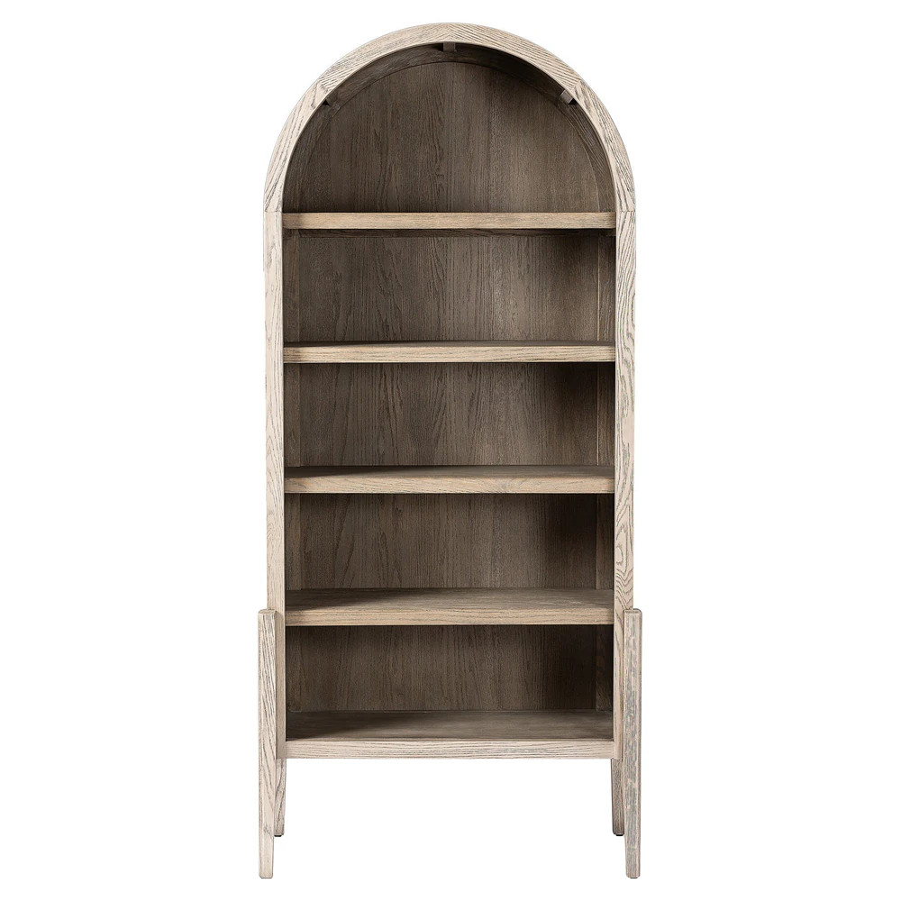 Ivan Modern Classic White Oak Wood Arched Bookcase | Kathy Kuo Home