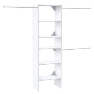 Selectives 60 in. W - 120 in. W White Reach-In Tower Wall Mount 6-Shelf Wood Closet System | The Home Depot