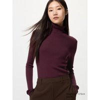 Uniqlo - Pull Col Roulé Côtelé 100% Laine Mérinos - Bordeaux - L | Uniqlo FR
