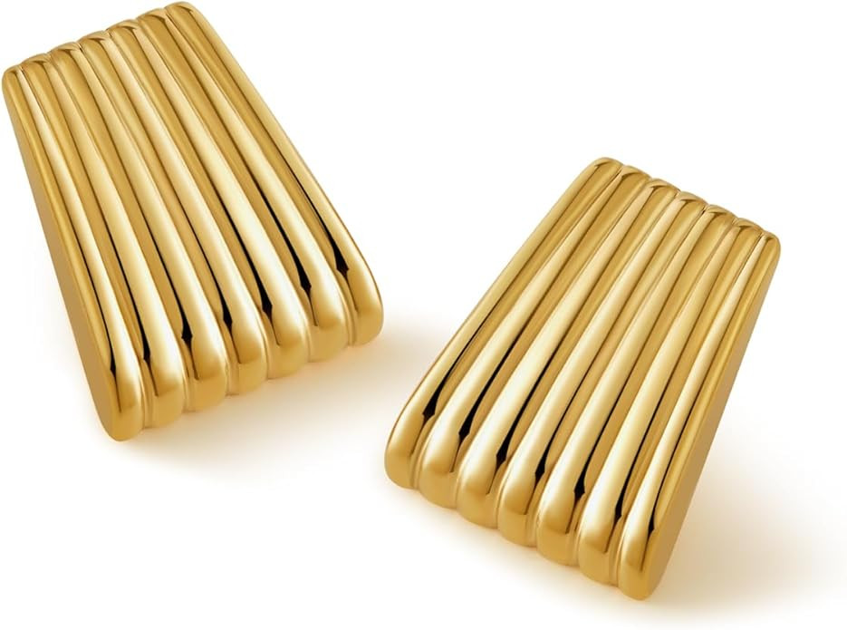 Chunky Gold Stud Earrings for Women Trendy, Statement Big Large Vintage Gold Hypoallergenic Earri... | Amazon (US)