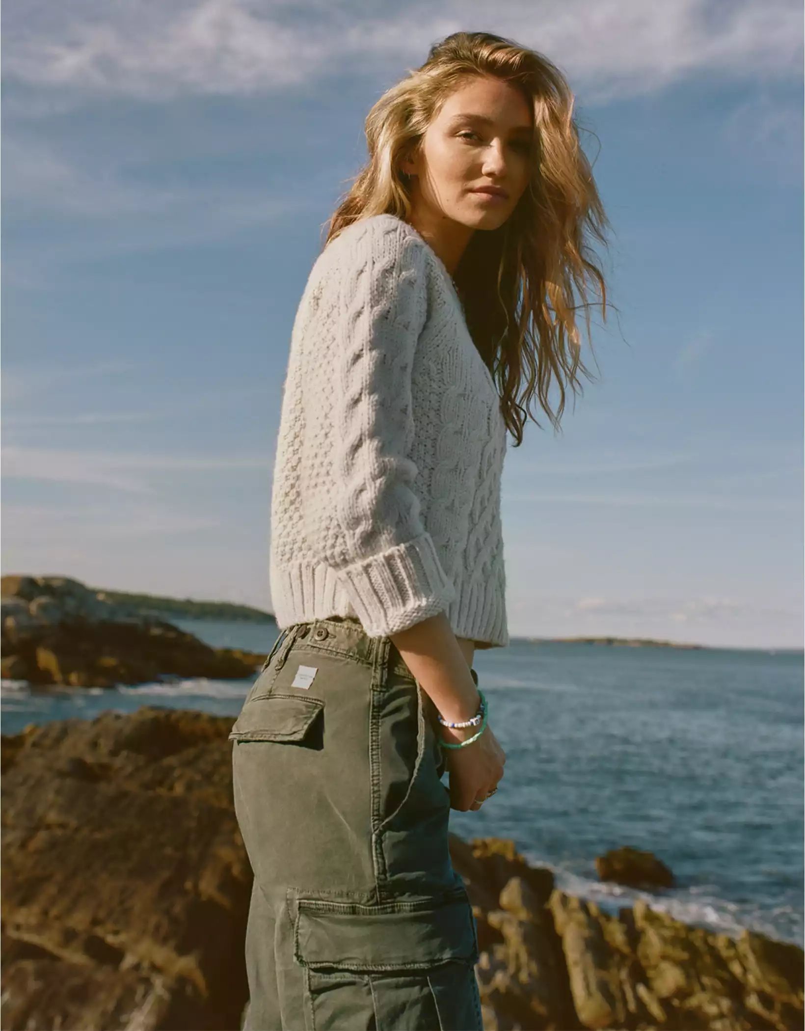 AE Chunky Cable Knit Boyfriend Sweater | American Eagle Outfitters (US & CA)