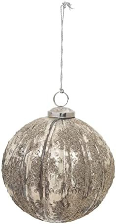 Creative Co-Op 5" Round Flocked Glass Ornament | Amazon (US)