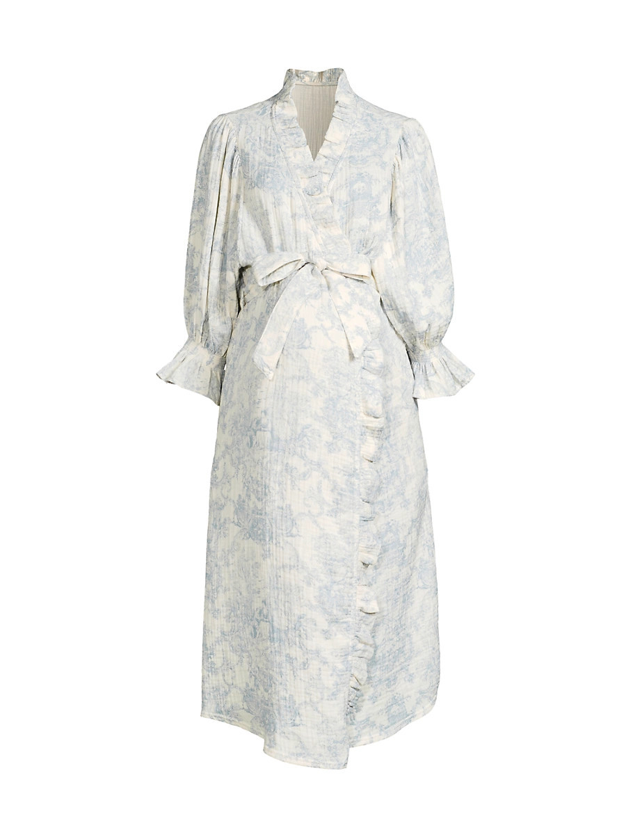 Women's Toile Print Muslin Gauze Robe - Baby Blue | Saks Fifth Avenue