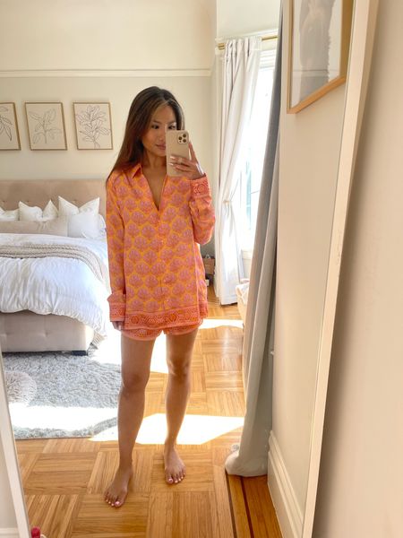 How cute are these pjs?! 😍 true to size, wearing xs 

The shirt and shorts are relaxed fit 

#LTKsalealert