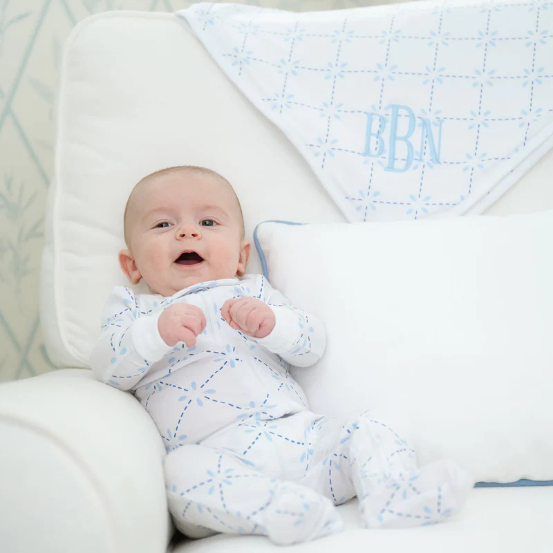 Touch of Blue Receiving Blanket & Burp Cloth Set | Classic Whimsy