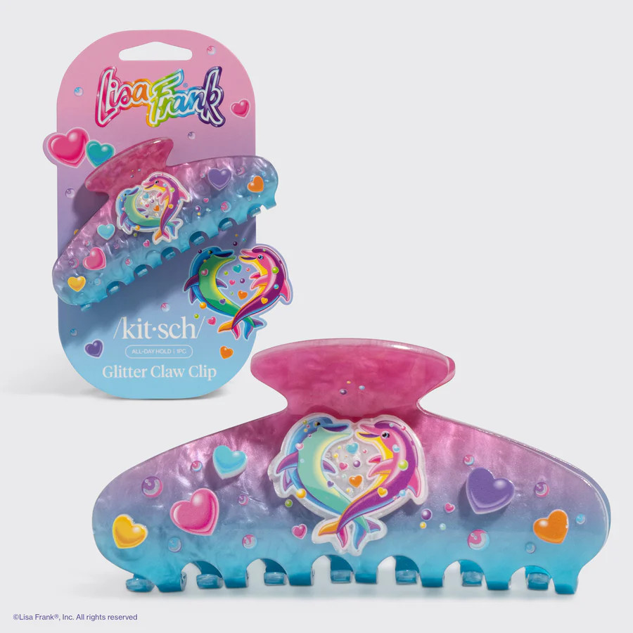 Lisa Frank x Kitsch Glitter Claw Clip in Dancing Dolphins™ | Kitsch