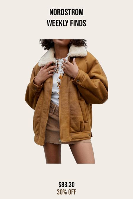 Caramel brown bomber jacket with Sherpa collar 

#LTKstyletip #LTKsalealert