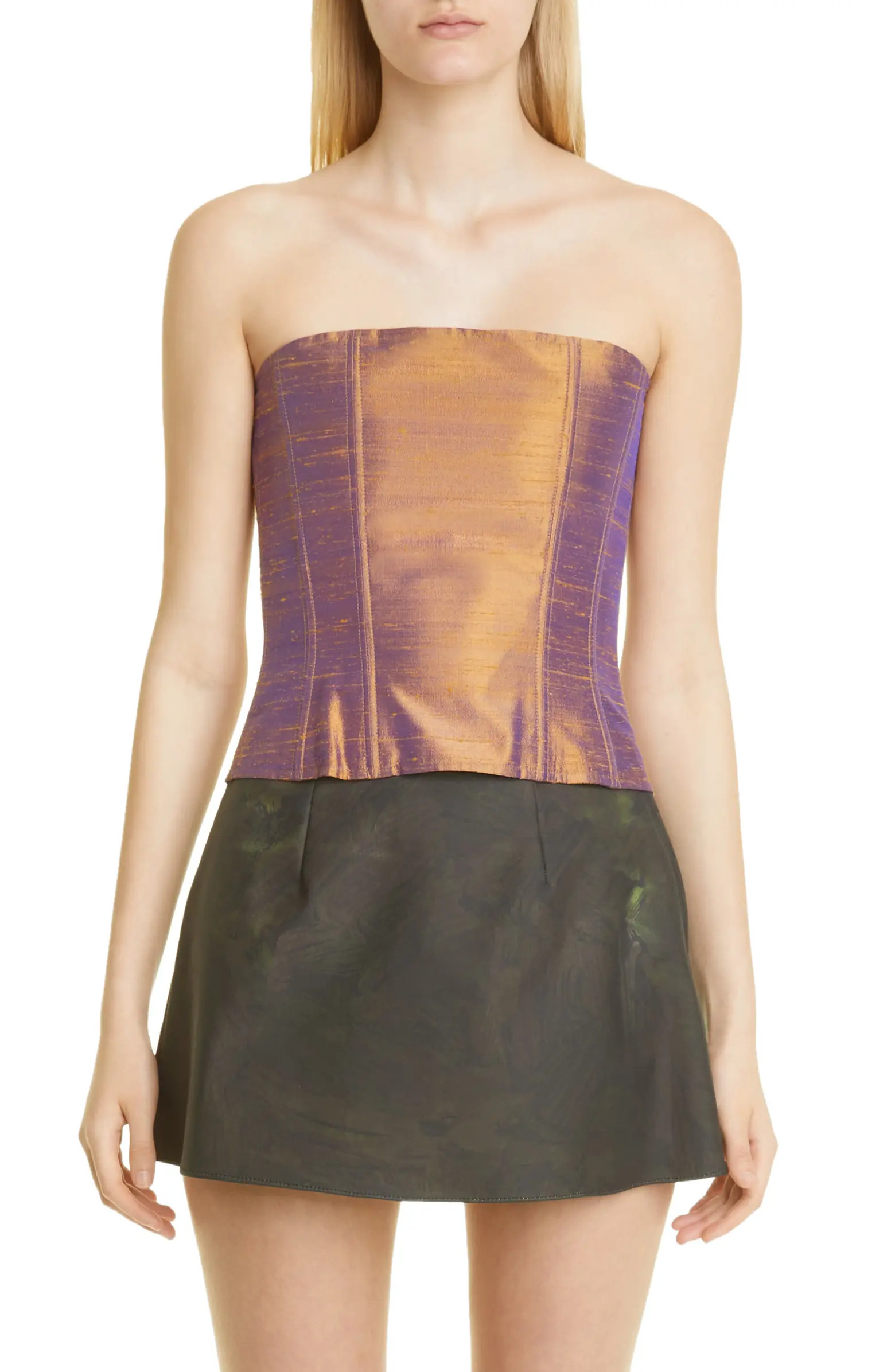 Slubbed Silk Strapless Corset Top | Nordstrom