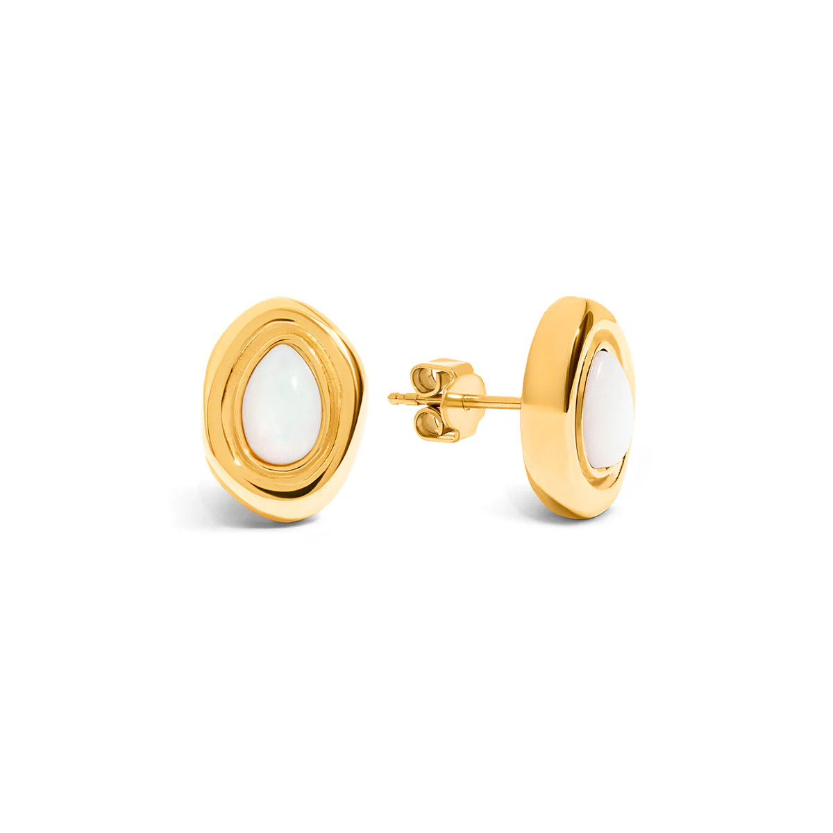 Pearl Molten Stud Earrings (Gold) | Abbott Lyon