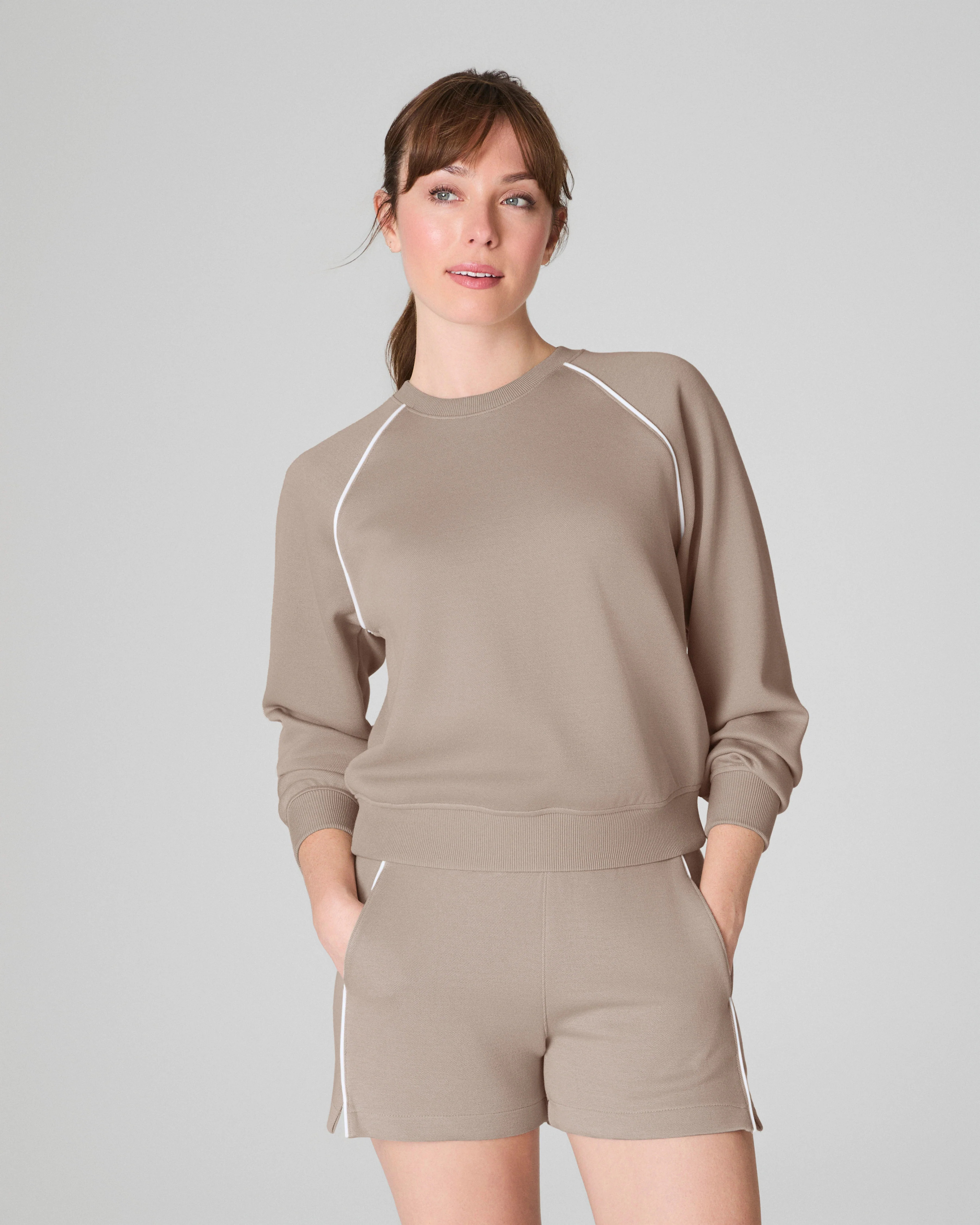 SPANX AirEssentials® Pique Long Sleeve Crewneck Top | Spanx