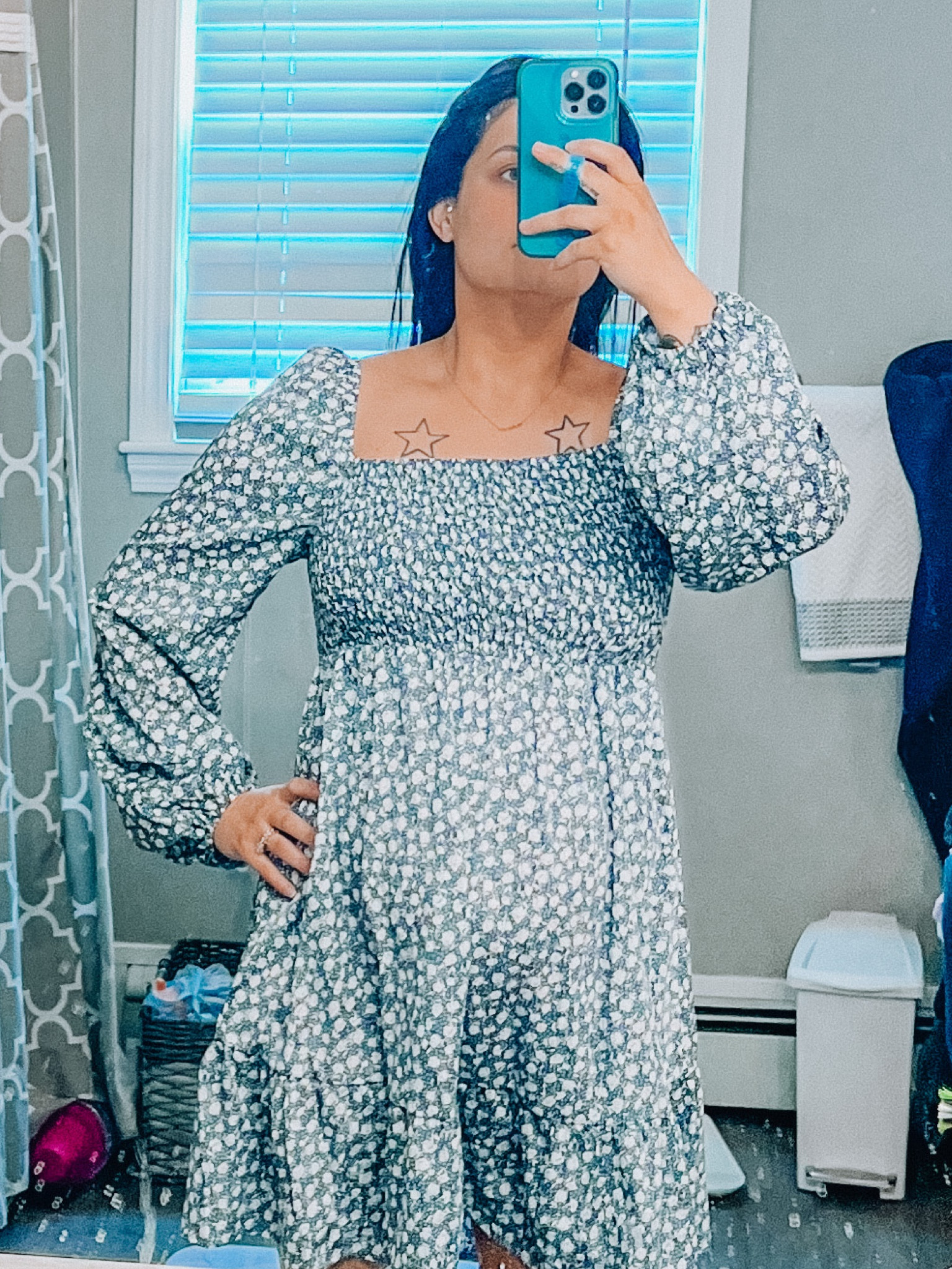 Cute blue floral dress 💙 perfect for date night, wedding guest, baby shower, vacation, etc. It was so flattering with my baby bump but also perfect for after too 🥰

floral dress wedding guest dress baby bump fit maternity bump friendly blue floral dress long sleeve dress off the shoulder dress
baby bump outfit 

#LTKbump #LTKwedding #LTKparties