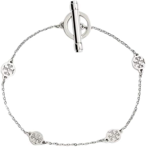 Tory Burch Womens 60269 T Logo Station Toggle Chain Bracelet Stainless Steel Silver | Amazon (US)