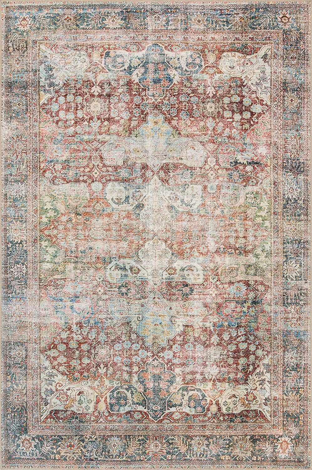 Loloi Loren Collection Vintage Printed Persian Area Rug 5'-0" x 7'-6" Brick/Multi | Amazon (US)