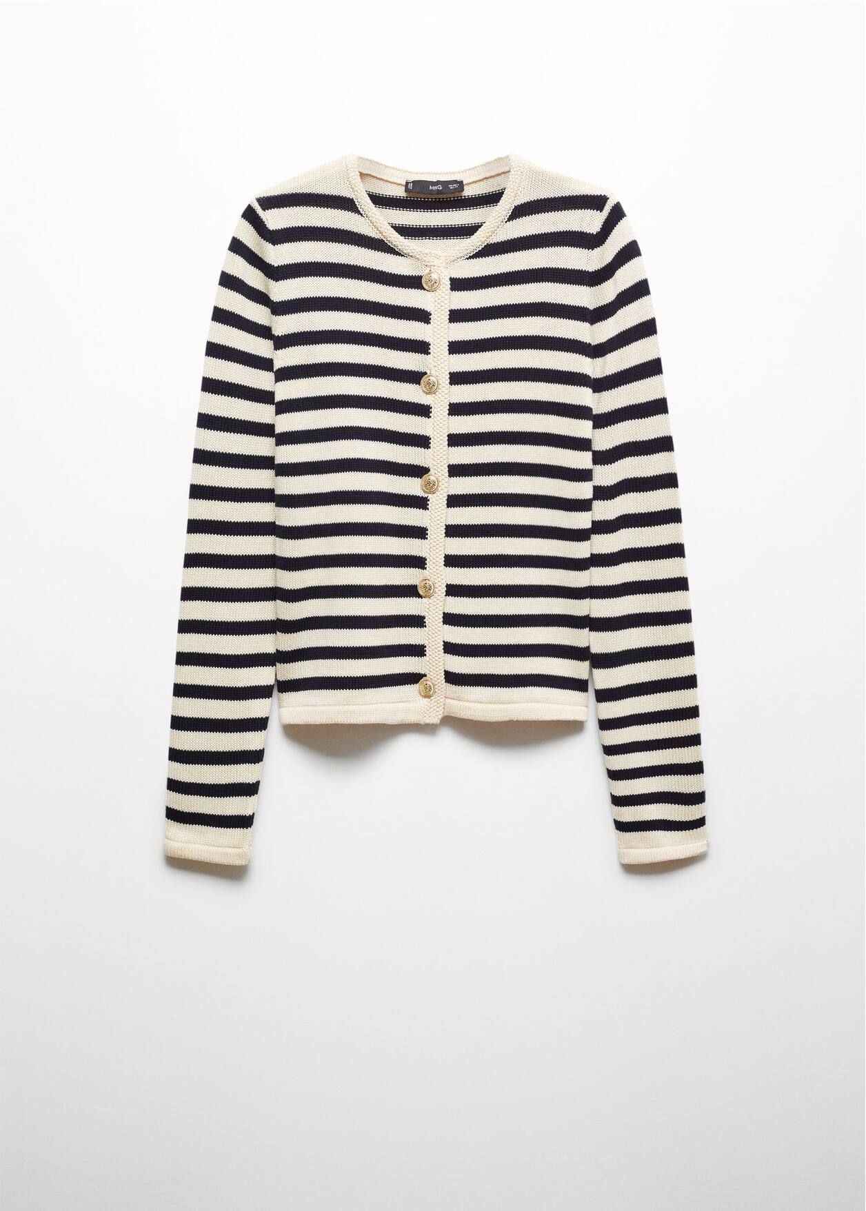 Striped cardigan with jewel buttons -  Woman | Mango Canada | Mango Canada