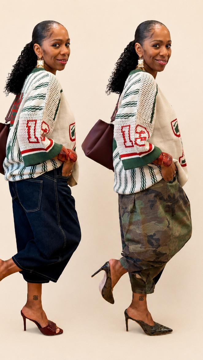 One top, two fall moods 🍂 Which look are you choosing — CAMO or DENIM?

This Aelfric knit is one of my new fall additions, and I love how changing the bottoms gives it a completely different vibe. This is 60 — and I’m still having fun with fashion. 🤎

Top: Aelfric
Camo Pants + Denim Jorts: Amazon
Accessories: Amazon
Shoes: Nine West + Jessica Simpson | Macy’s
Bag: DKNY | Macy’s

5’4” | Clothing: Medium | Shoes: Size 9

Which one gets your vote — DENIM or CAMO? 👇🏾

#ThisIs60 #StyleAt60 #LTKOver50 #Over50Style #Over60Style #FallStyle #AgelessStyle #AgelessConfidence

#LTKNYFW #LTKootd #LTKgrwm